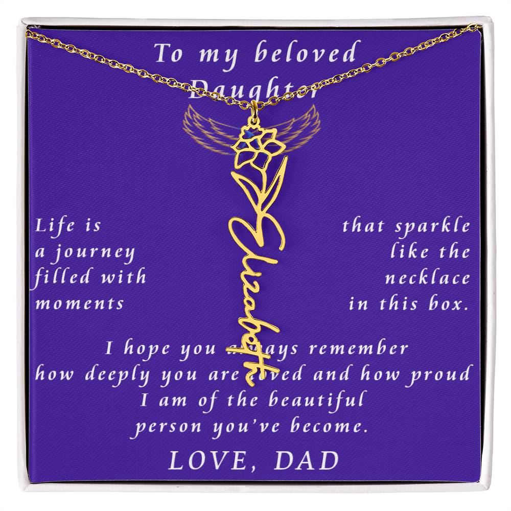 A Father's Timeless Love for His Daughter Flower Name Necklace From Father to Daughter