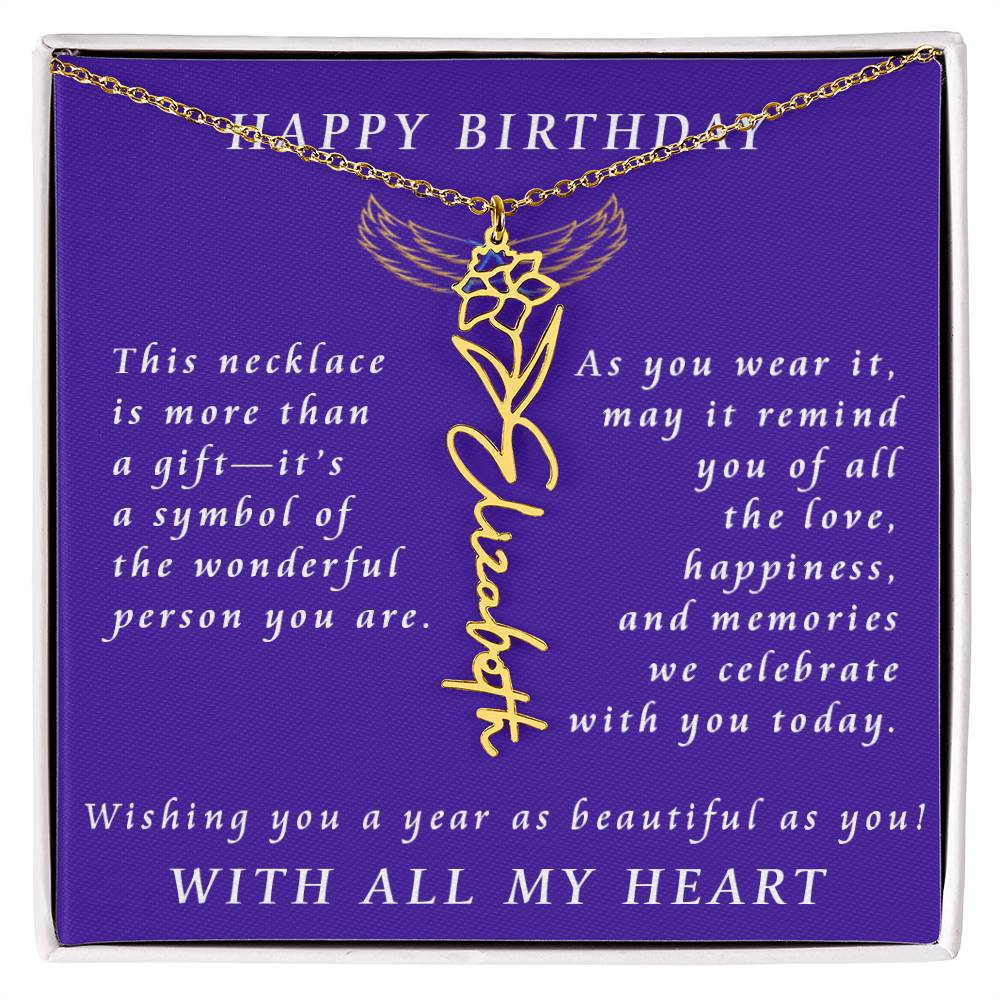 A Personalized Birthday Treasure Flower Name Necklace