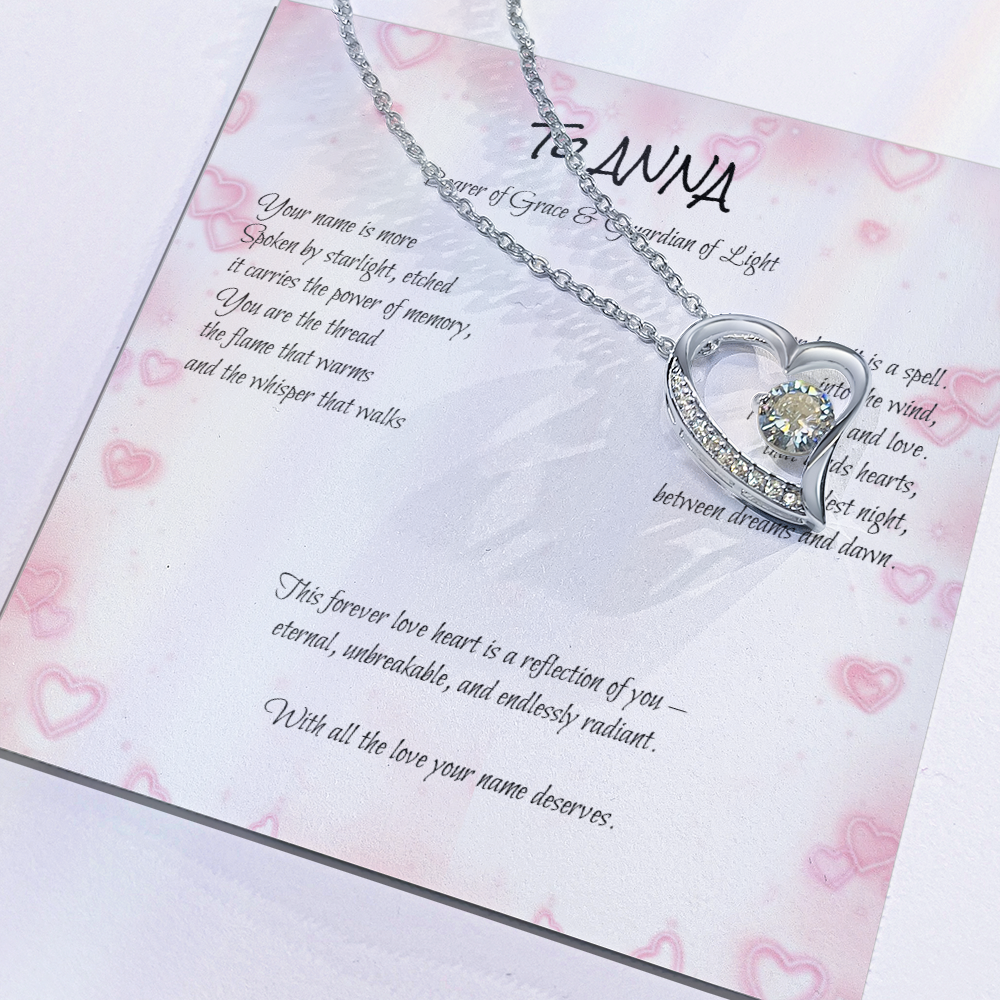 Forever Love Necklace for ANNA – Yellow or White Gold | Name Meaning Jewelry with Message Card | Witchcore Gift for Her