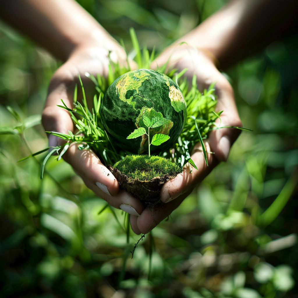 Divine hands holding Earth