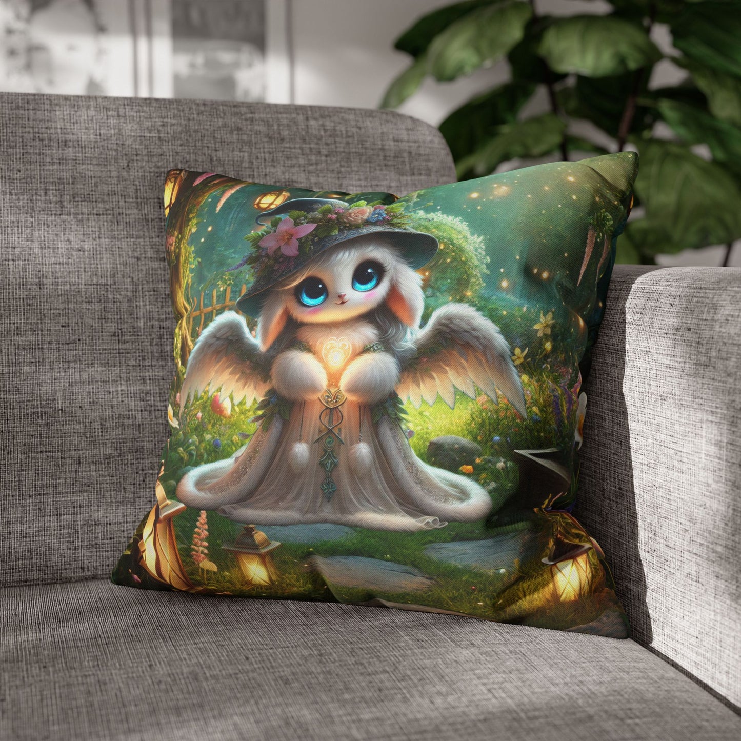 Spun Polyester Square Pillowcase Anna the Mother Fairyland Guardian