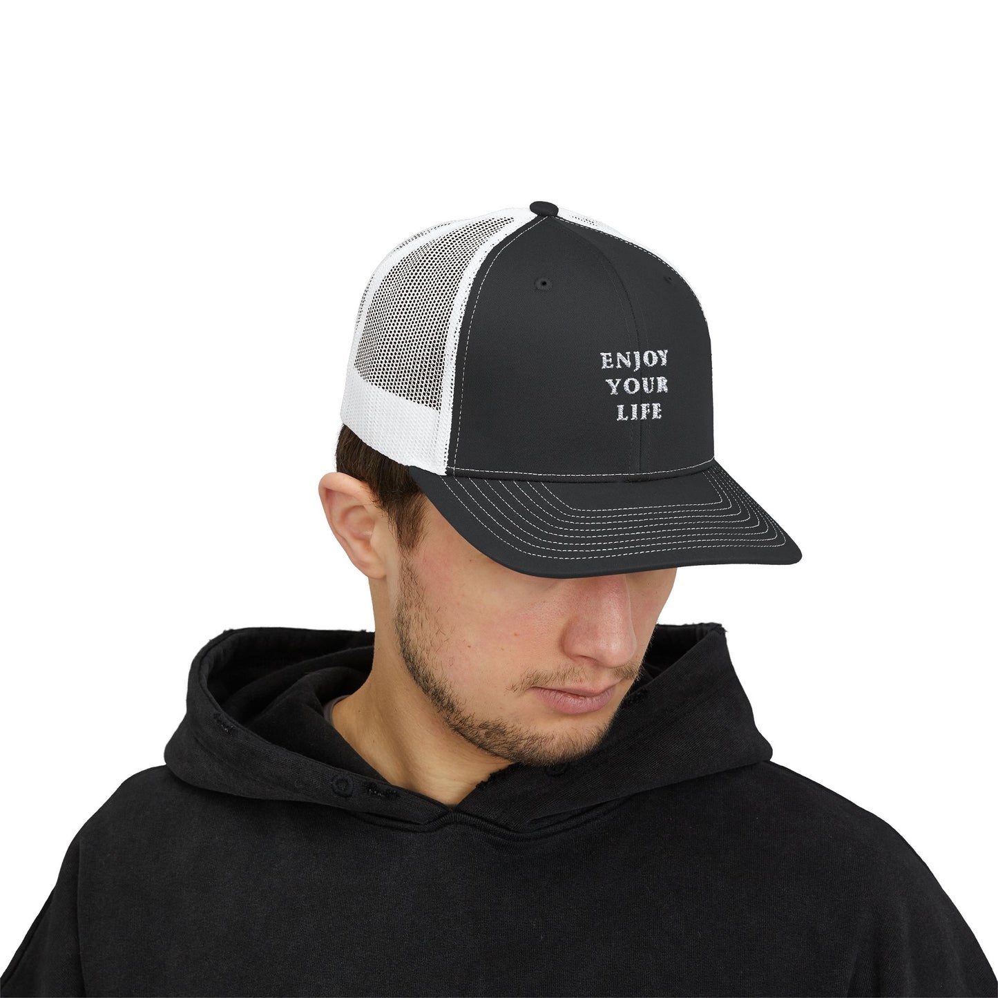 Snapback Trucker Cap Enjoy Your Life white