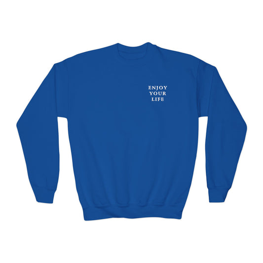 Youth Crewneck Sweatshirt Enjoy Your Life white
