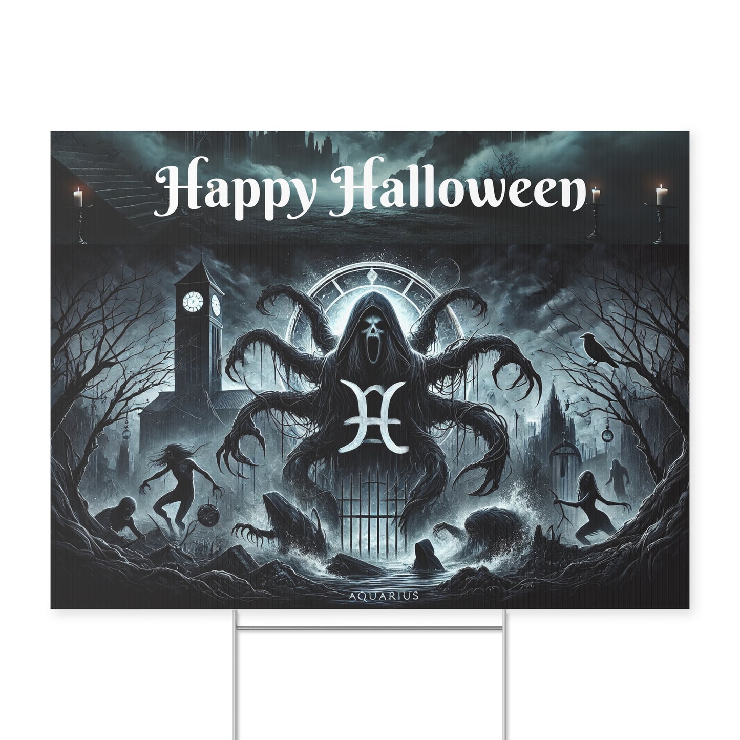 HAPPY HALLOWEEN Yard Sign Aquarius