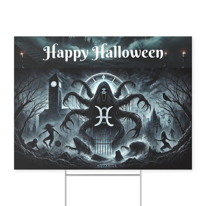 HAPPY HALLOWEEN Yard Sign Aquarius