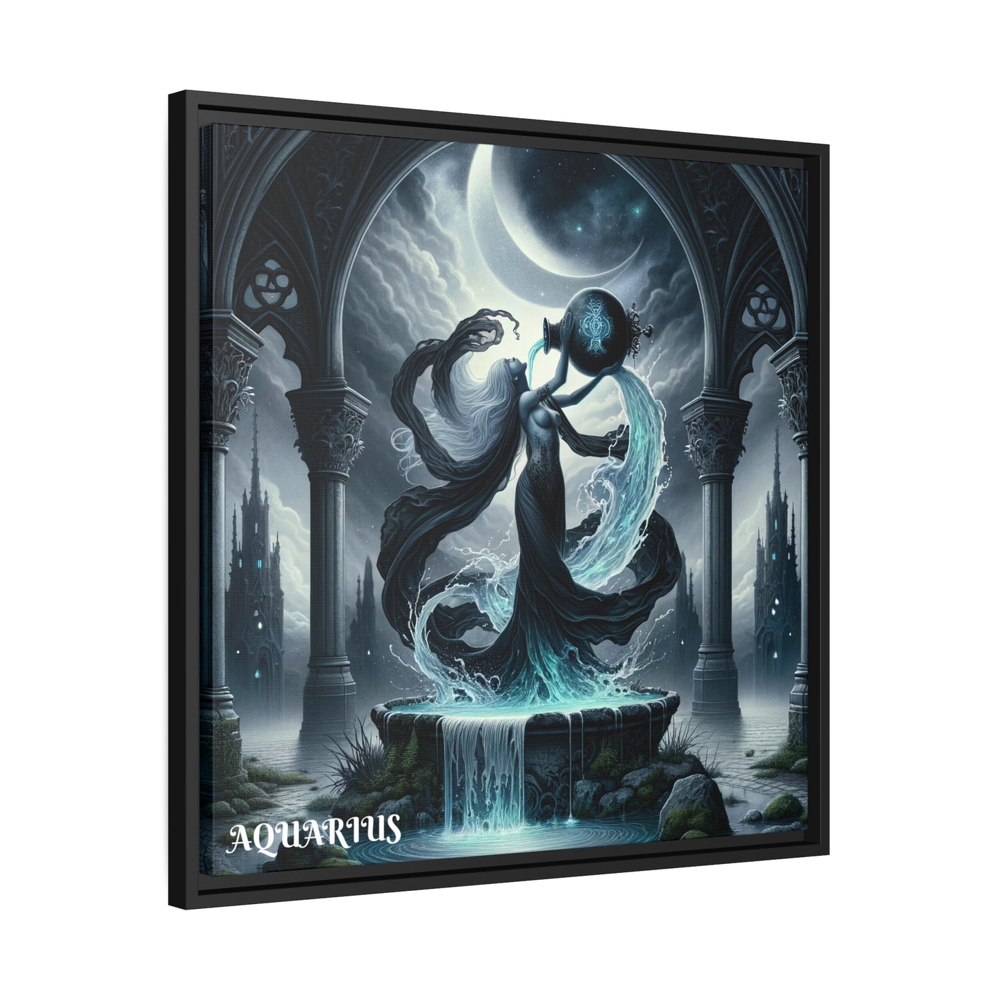 AQUARIUS Matte Canvas, Black Frame