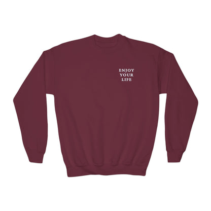 Youth Crewneck Sweatshirt Enjoy Your Life white
