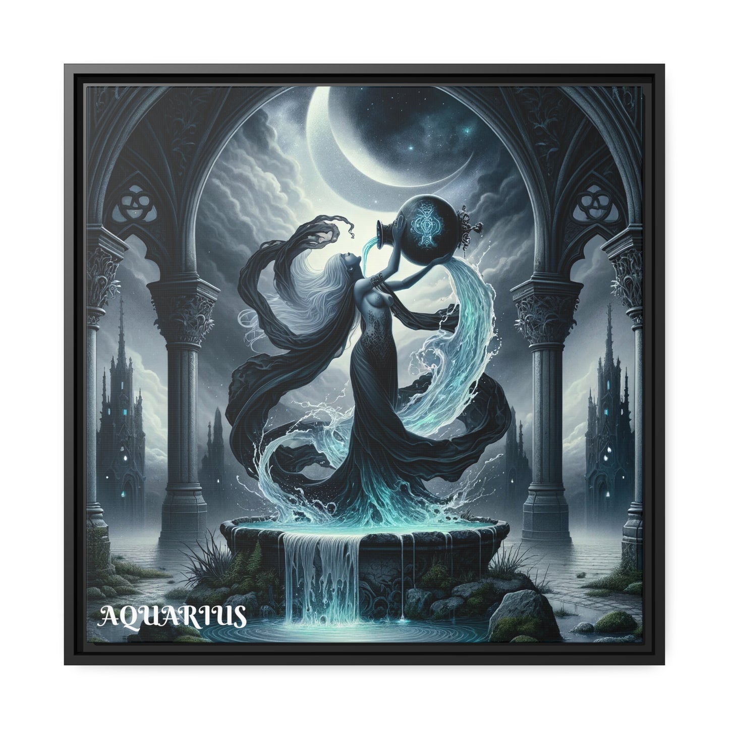 AQUARIUS Matte Canvas, Black Frame