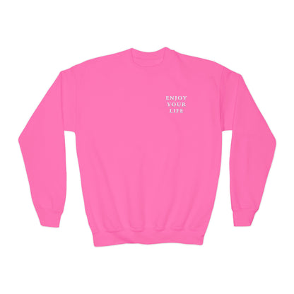 Youth Crewneck Sweatshirt Enjoy Your Life white
