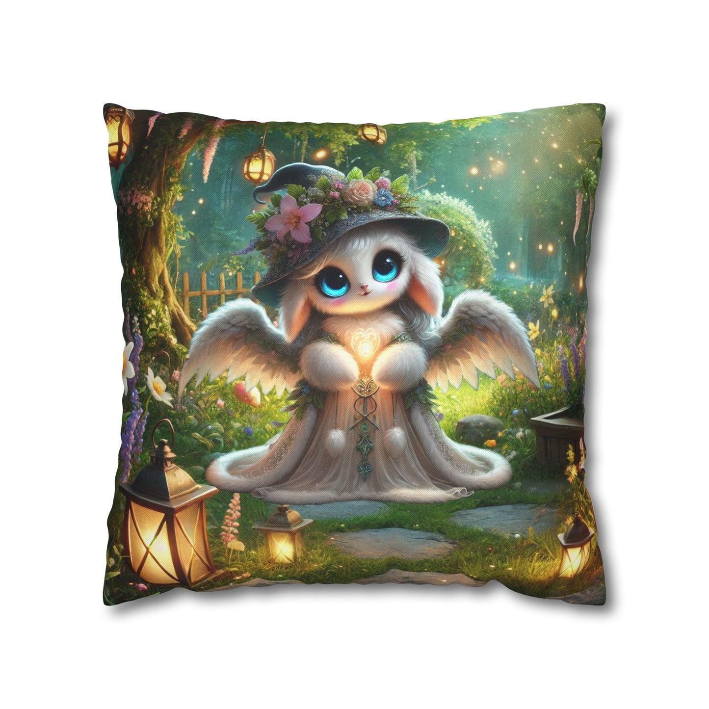 Spun Polyester Square Pillowcase Anna the Mother Fairyland Guardian