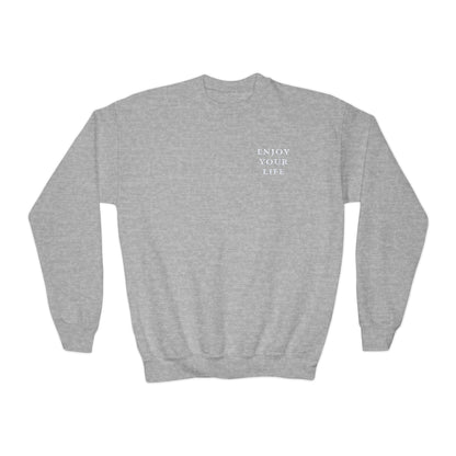 Youth Crewneck Sweatshirt Enjoy Your Life white