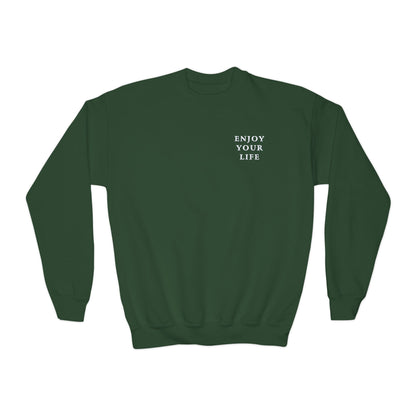 Youth Crewneck Sweatshirt Enjoy Your Life white