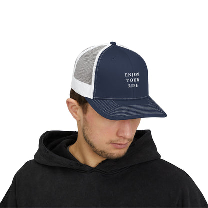 Snapback Trucker Cap Enjoy Your Life white