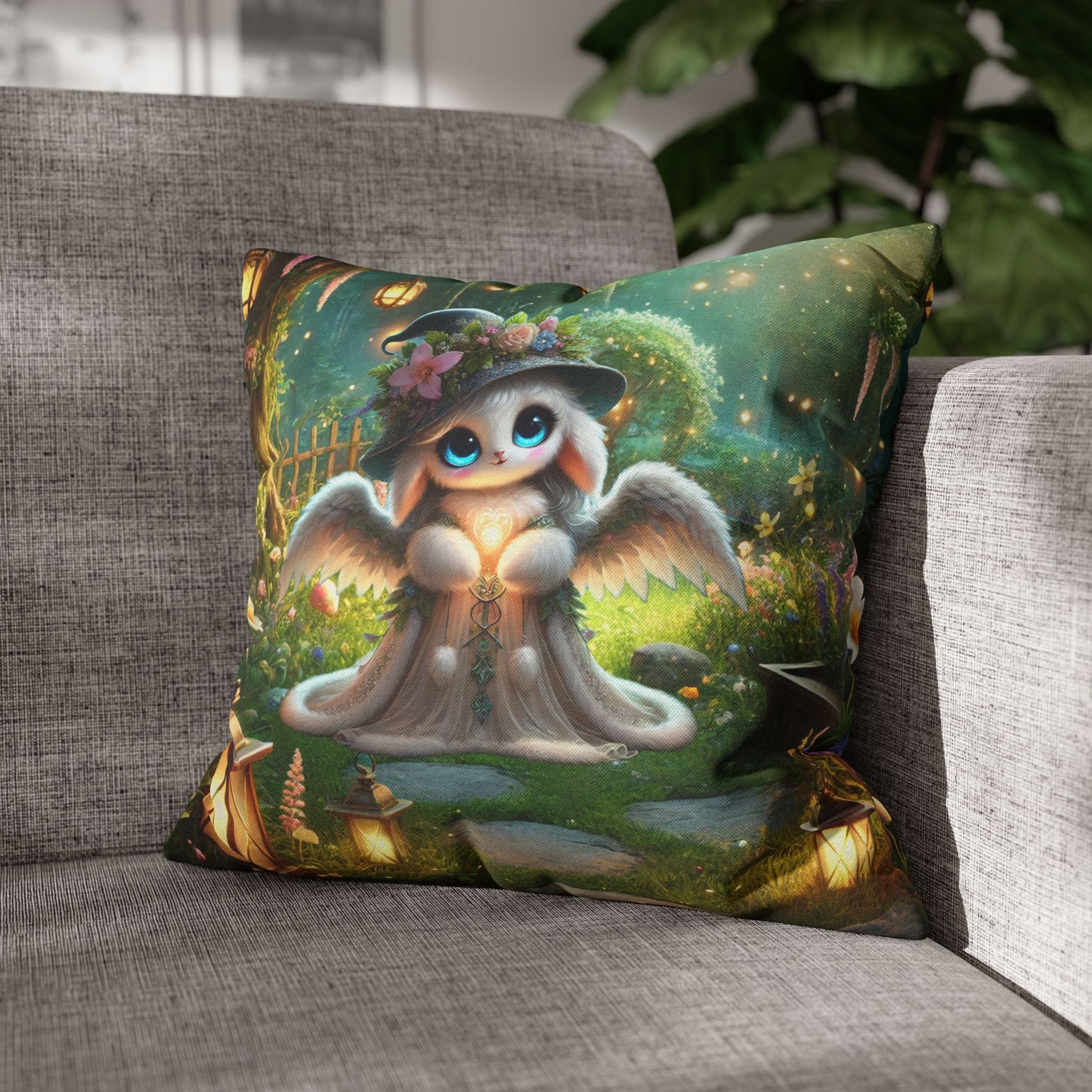 Spun Polyester Square Pillowcase Anna the Mother Fairyland Guardian