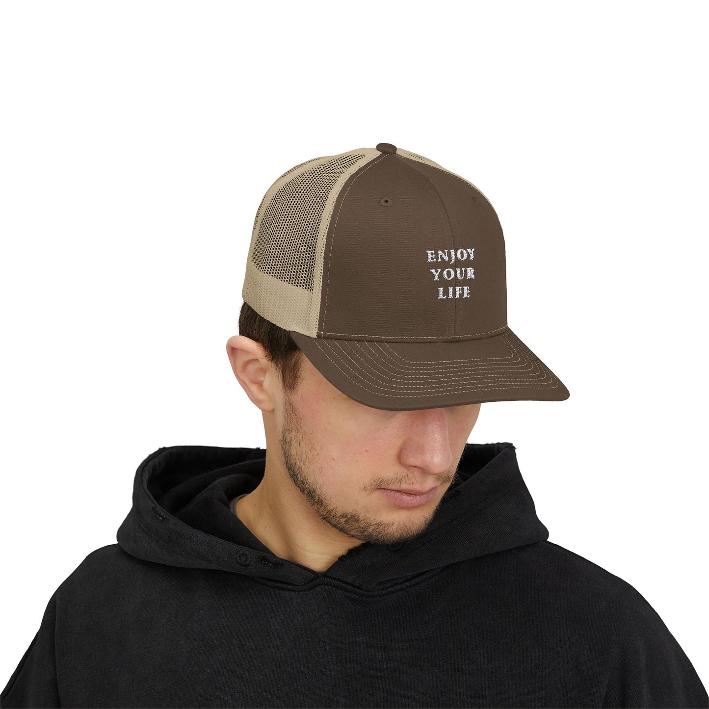 Snapback Trucker Cap Enjoy Your Life white