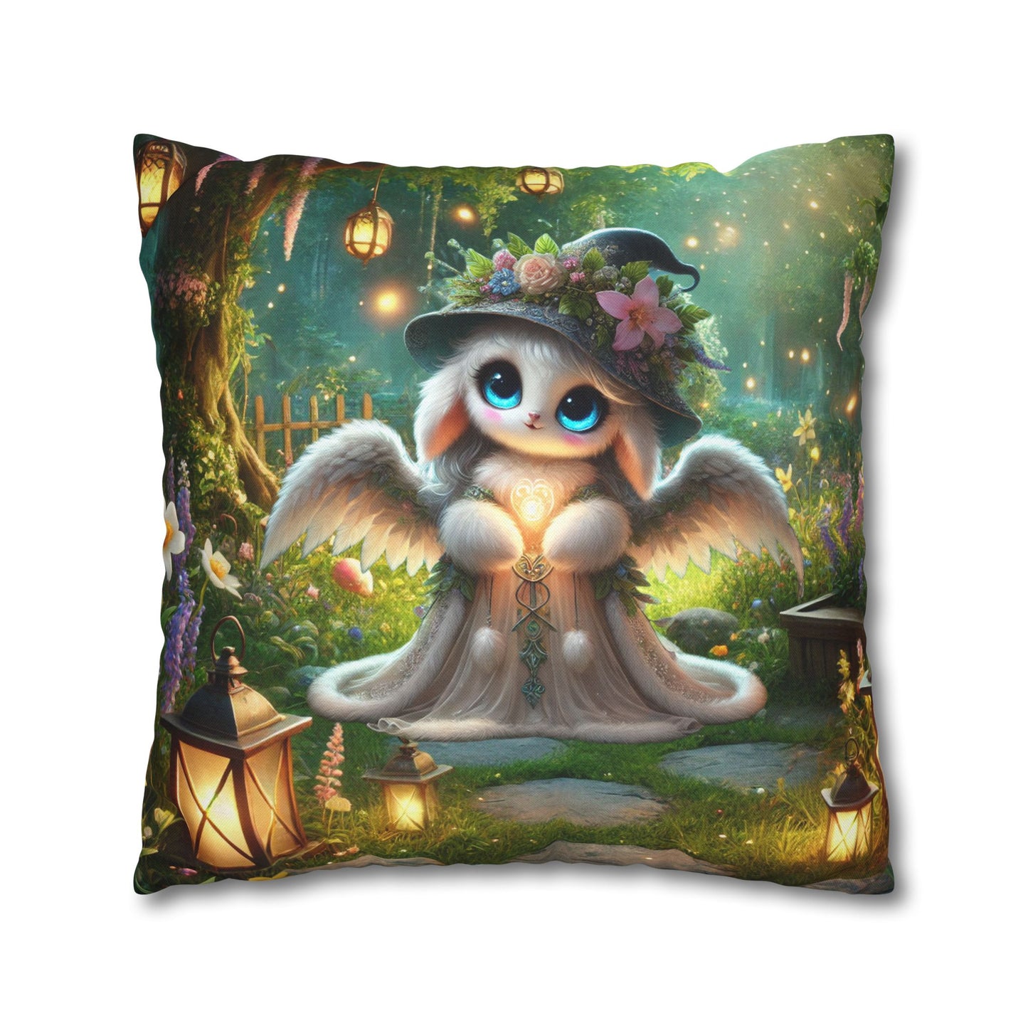 Spun Polyester Square Pillowcase Anna the Mother Fairyland Guardian