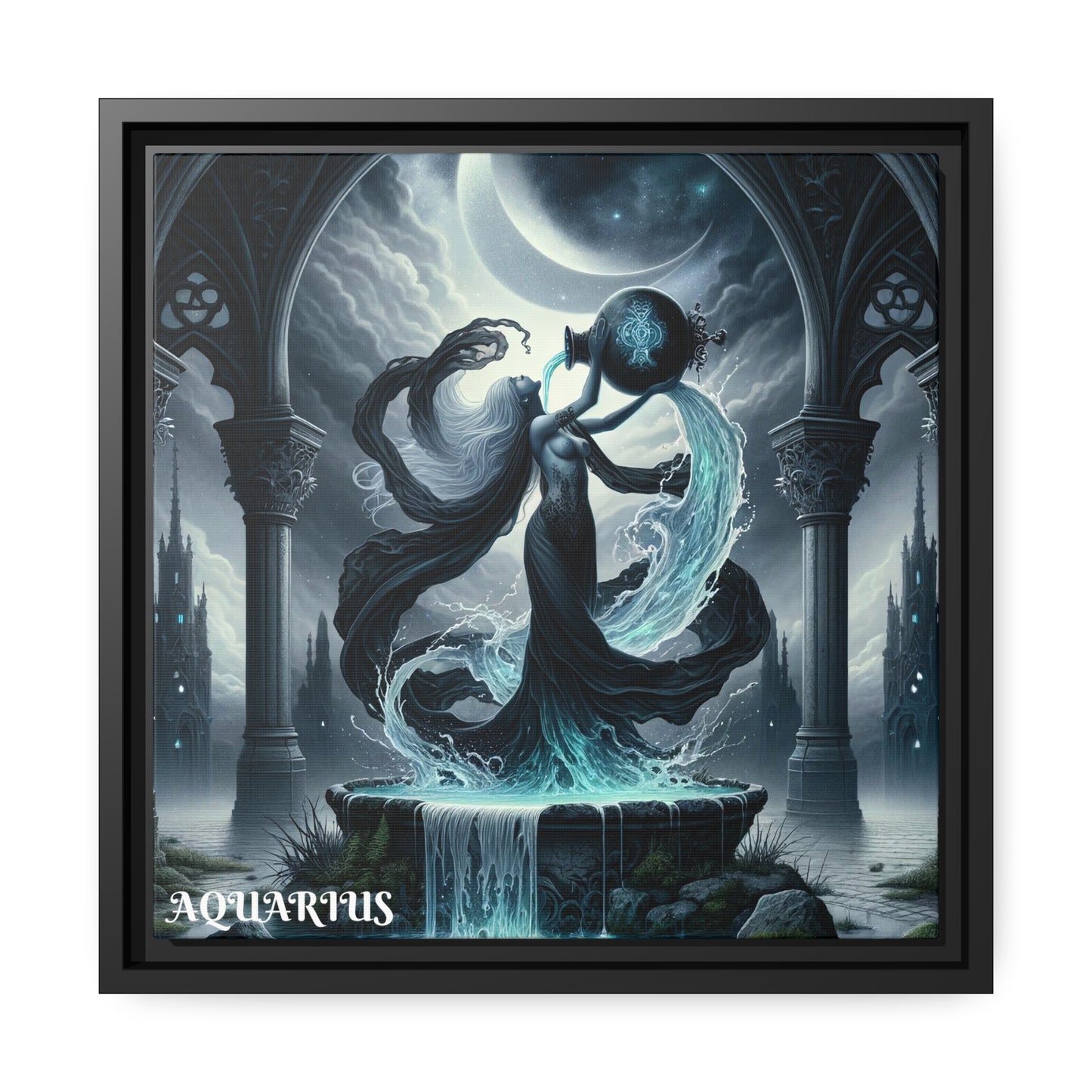 AQUARIUS Matte Canvas, Black Frame