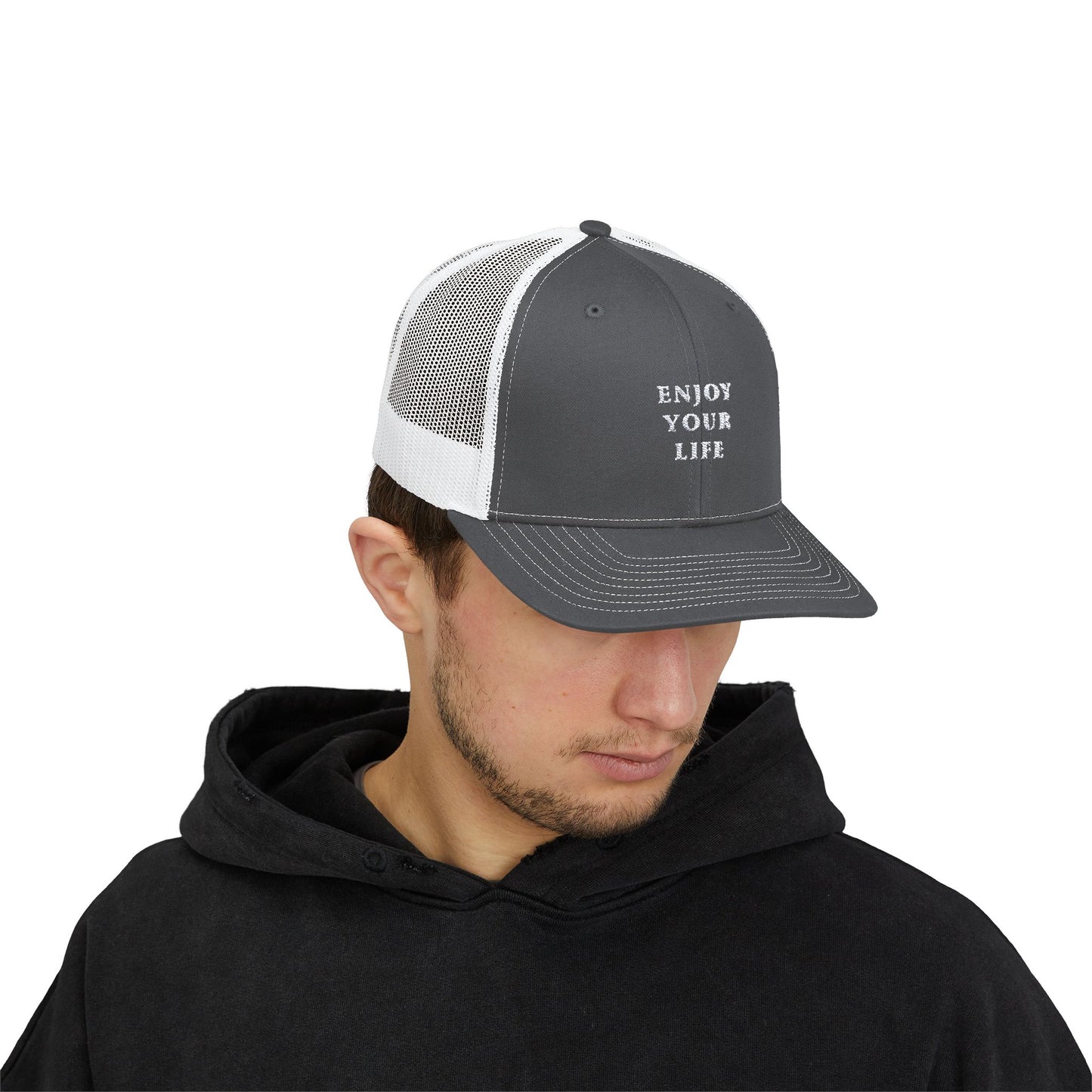 Snapback Trucker Cap Enjoy Your Life white