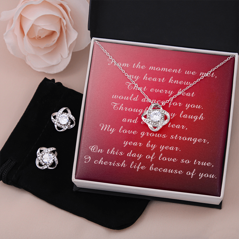 Mother's Day Love Knot Necklace & Earring Set