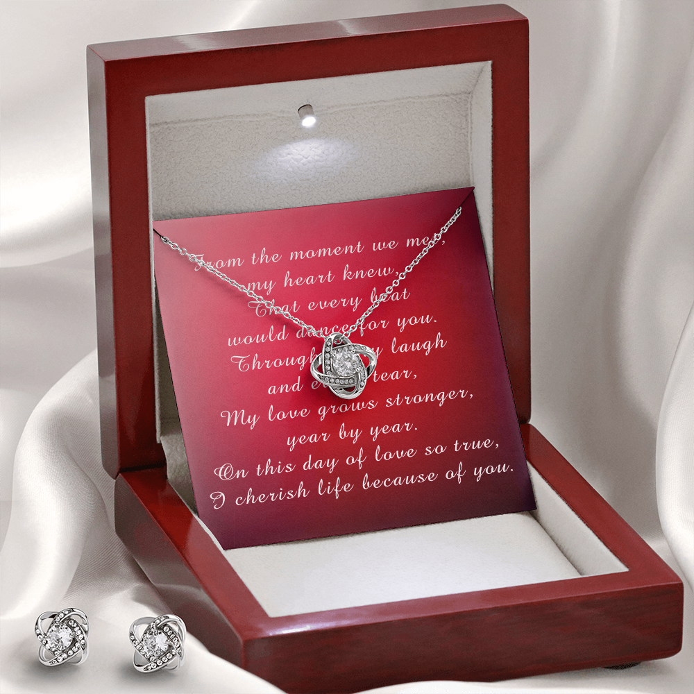 Mother's Day Love Knot Necklace & Earring Set