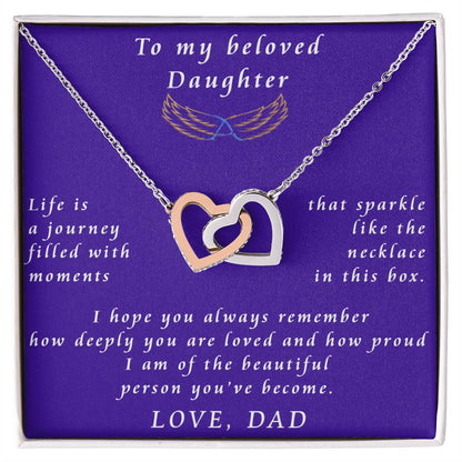 From Father to Daughter Interlocking Hearts Necklace Gift from Father to Daughter