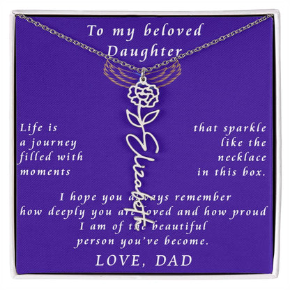 A Father's Timeless Love for His Daughter Flower Name Necklace From Father to Daughter