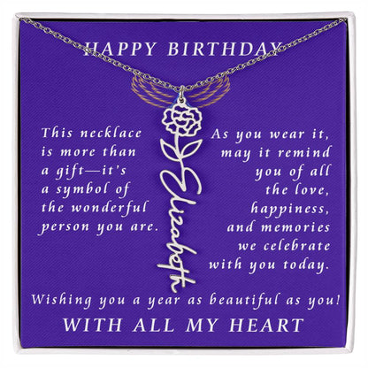 A Personalized Birthday Treasure Flower Name Necklace