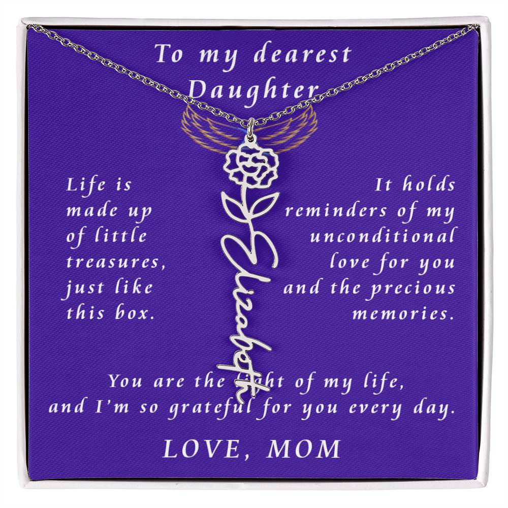 A Mother's Timeless Gift for Her Daughter Flower Name Necklace From Mother to Daughter