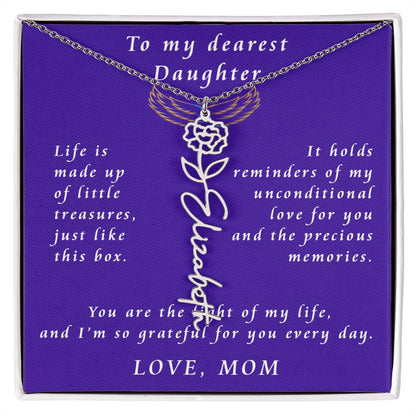 A Mother's Timeless Gift for Her Daughter Flower Name Necklace From Mother to Daughter