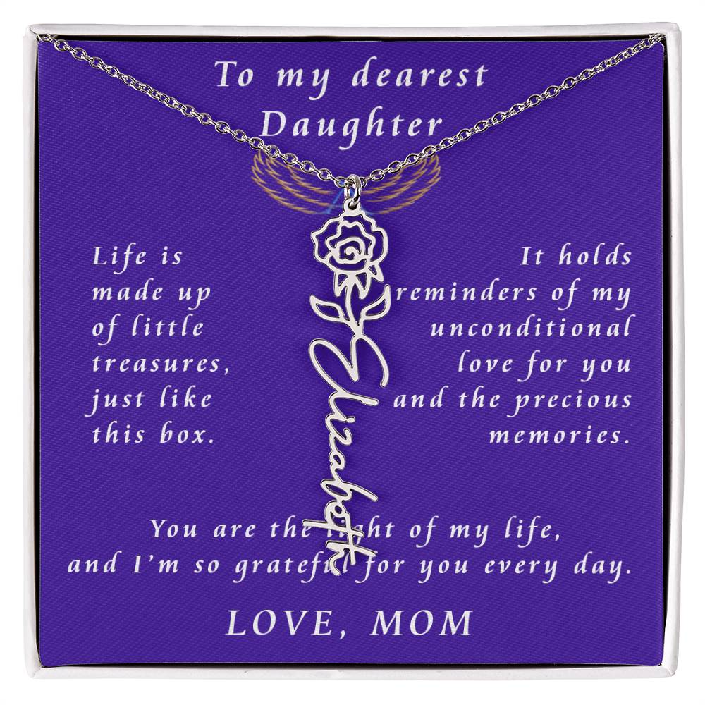 A Mother's Timeless Gift for Her Daughter Flower Name Necklace From Mother to Daughter