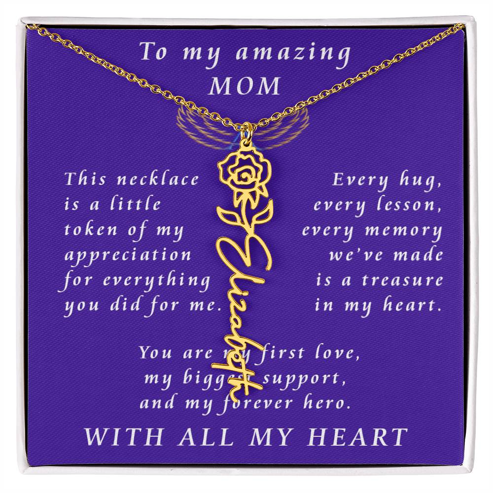 For Mother Birthday Flower Name Necklace