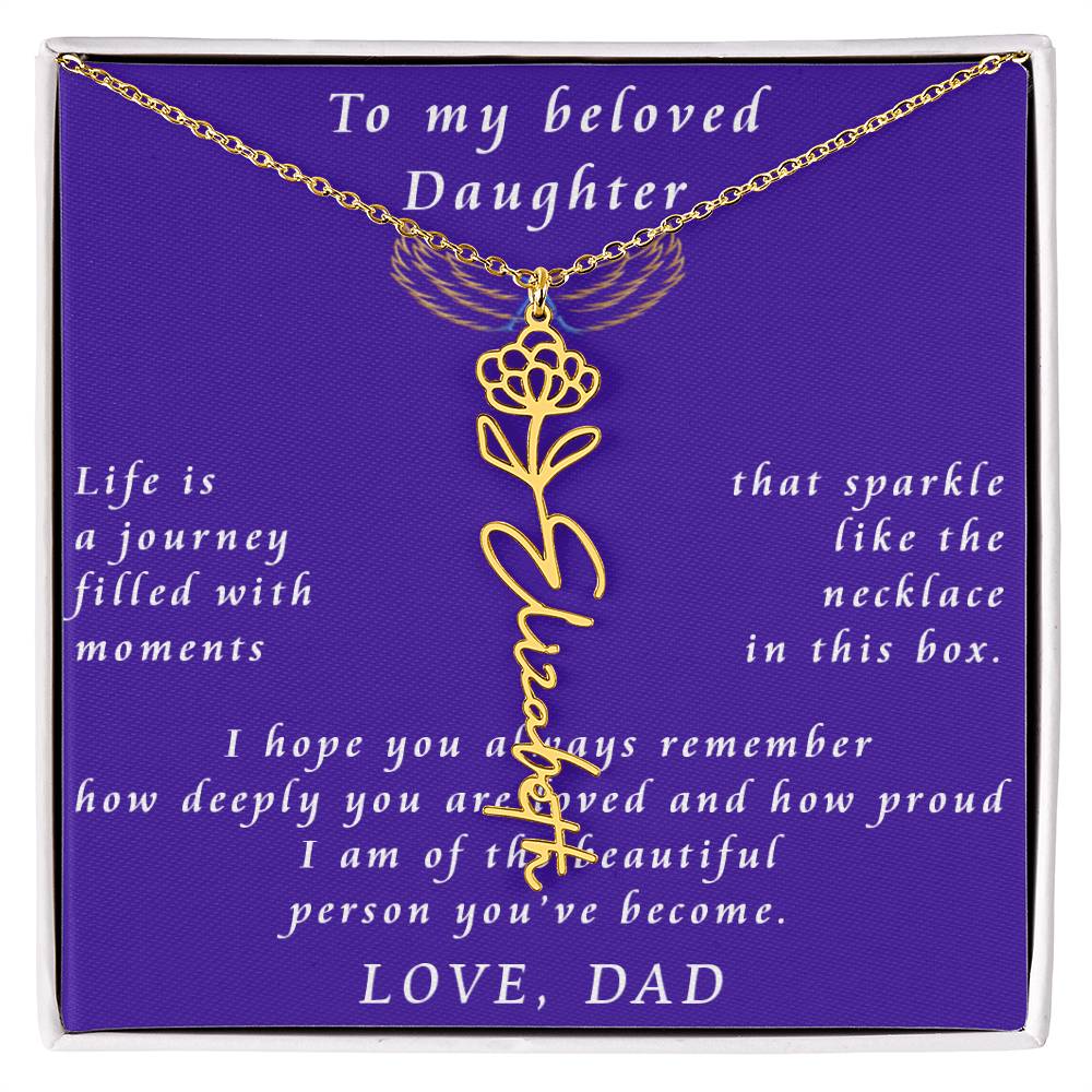 A Father's Timeless Love for His Daughter Flower Name Necklace From Father to Daughter