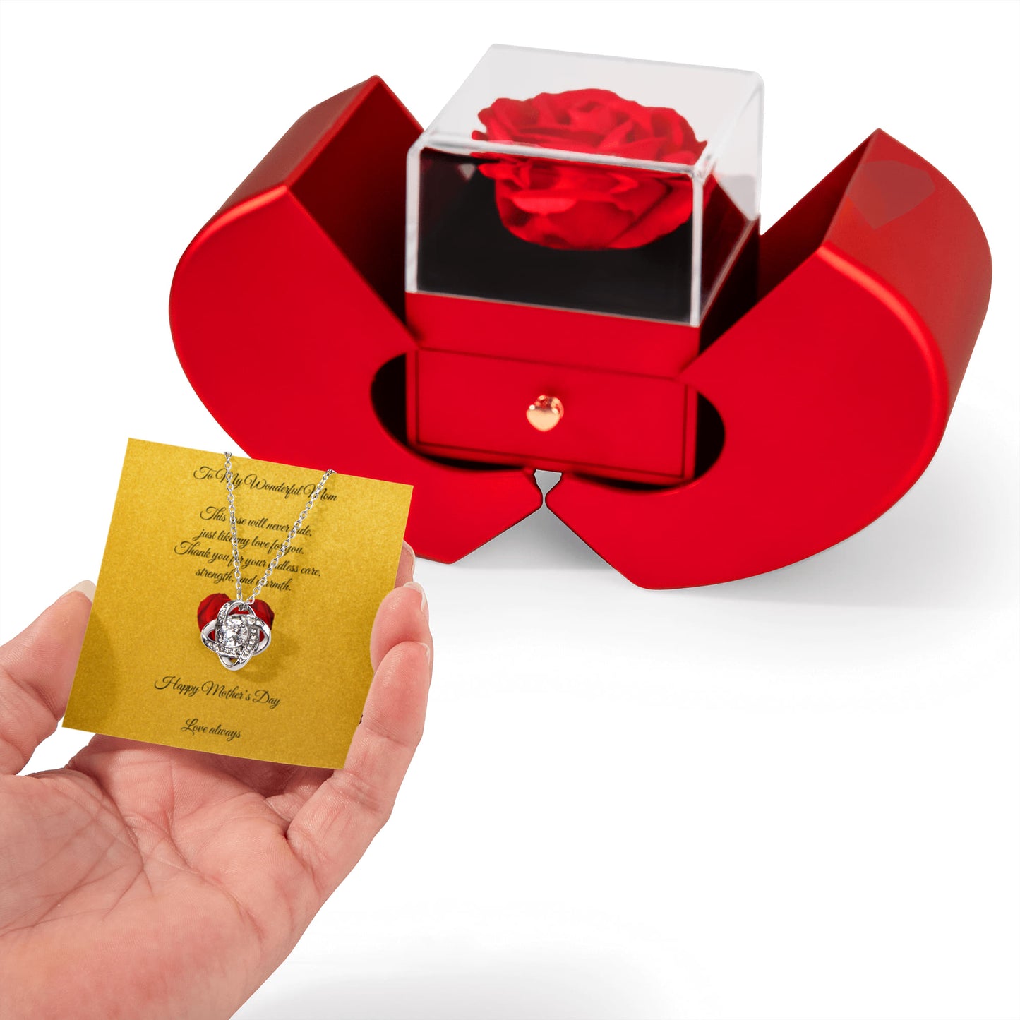 Rose & Love Knot Necklace Gift Set