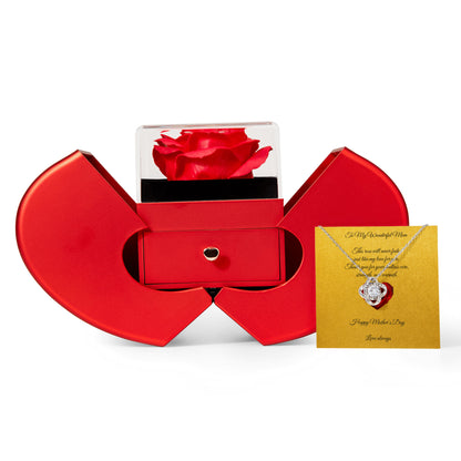 Rose & Love Knot Necklace Gift Set