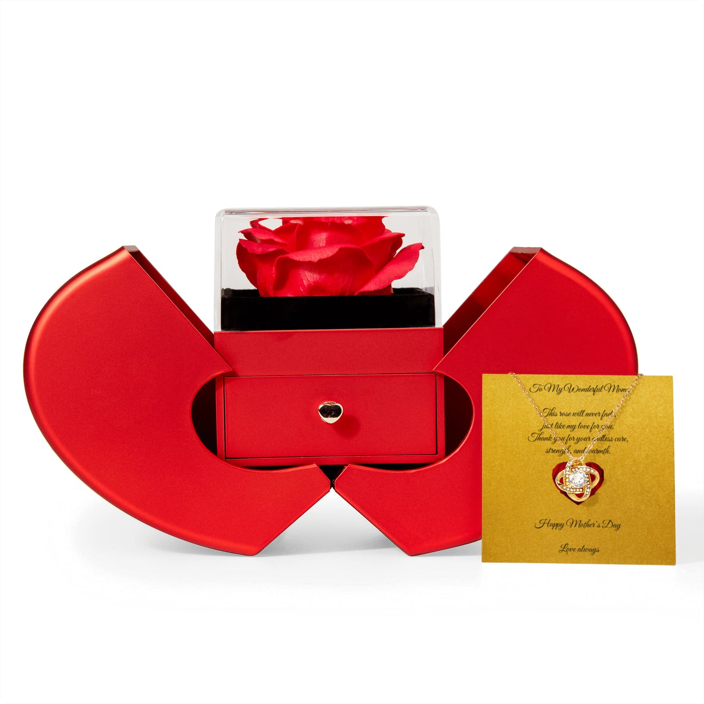Rose & Love Knot Necklace Gift Set