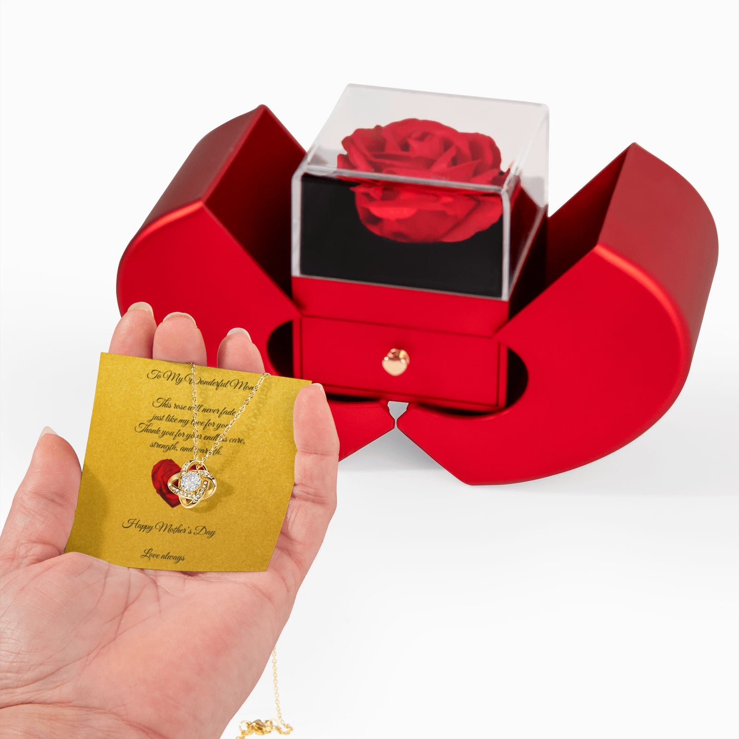 Rose & Love Knot Necklace Gift Set